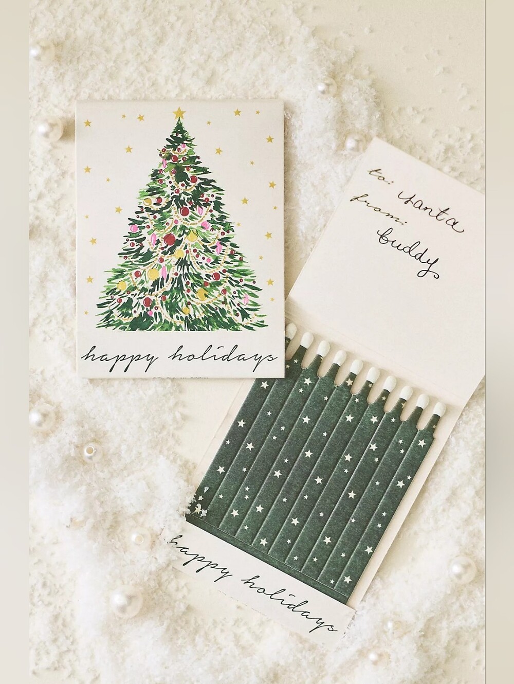 Anthropologie Abigail Jayne Happy Holidays Match Cards, Set of 3